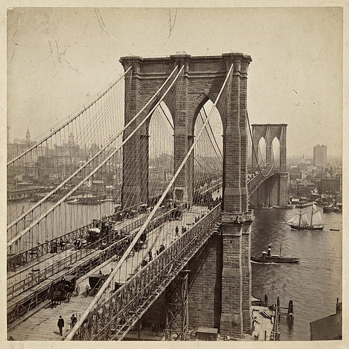 Vintage Brooklyn Bridge Historic Photo – Old New York City Architecture