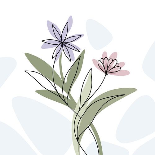 Flowers pink and purple - modern elegant illustration