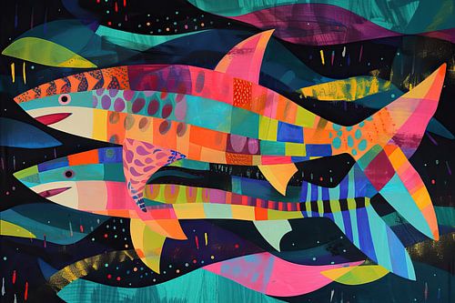 Neon Shark Art