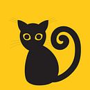 Schwarze digitale Katze von Bianca Wisseloo Miniaturansicht