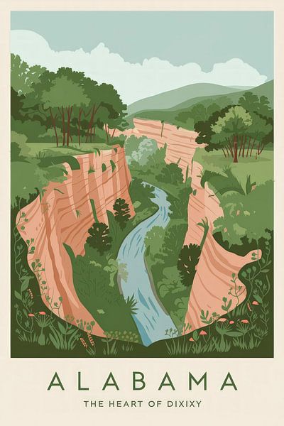 Alabama Vintage Reisposter van Poster Art Shop
