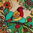 Small brightly colored bird in side view by Jan Keteleer (JanKé): A Journey Beyond the Canvas thumbnail
