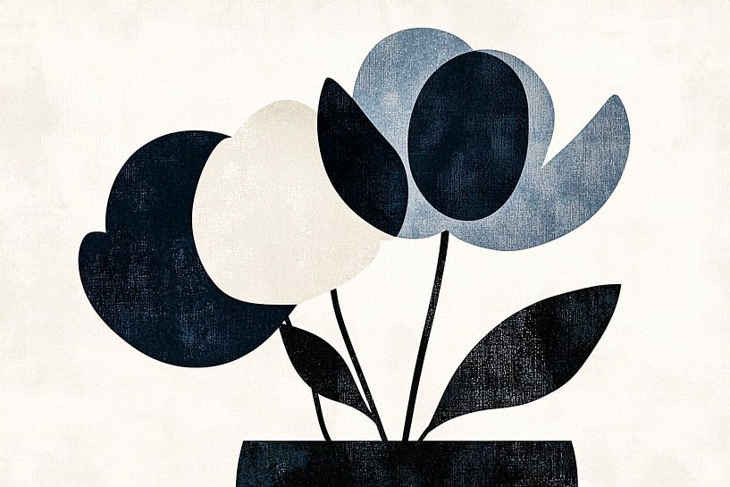 Abstracte bloemen in vaas van Art & Soul Creations