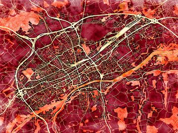 Map of Wels with the style 'Amber Autumn' by Maporia