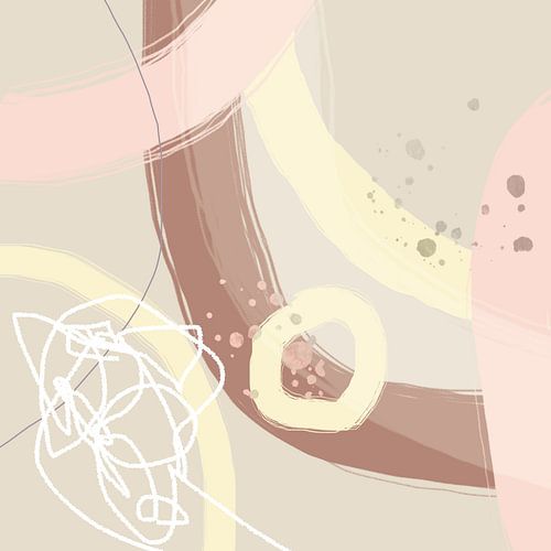 Abstracte geometrie in pastelkleuren. Organische vormen in geel, bruin, roze