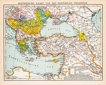 Het Oosterse vraagstuk. Historische kaart ca. 1900 van Studio Wunderkammer
