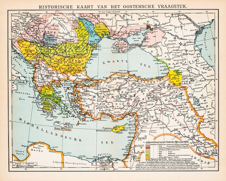 La question de l'Est. Carte historique vers 1900 par Studio Wunderkammer