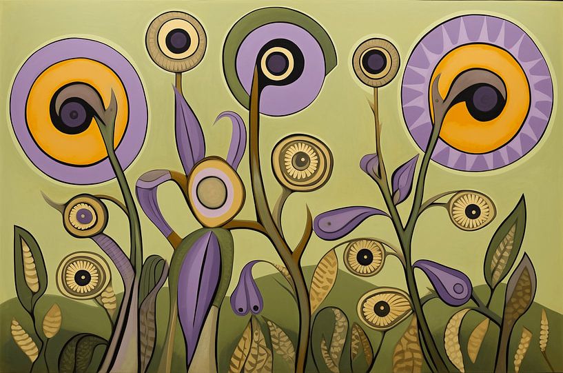 Abstraktes Blumenfeld | Harmonie in Farbe von Karina Brouwer
