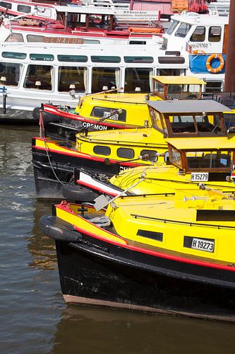 Inland port, Yellow boats, Hamburg, Germany, Europe