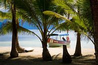 Bootje op tropisch strand in Panama van Michiel Dros thumbnail