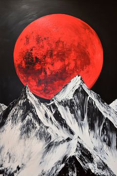 Rood maanlandschap met bergen van Poster Art Shop