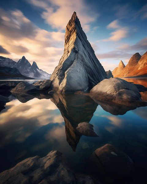 Reflectie in het bergmeer van fernlichtsicht