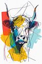 Schotse hooglander Abstract Portret van But First Framing thumbnail