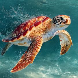 Tortue de mer sur Gelissen Artworks