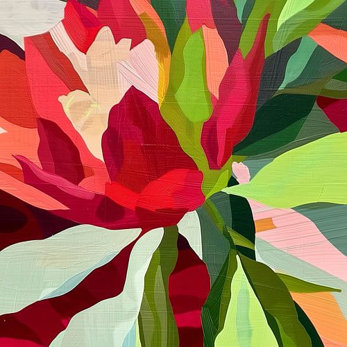 Vurige Bloemenpracht: Kleuren in Abstracte Vormen