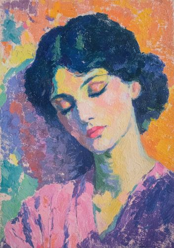 Portret van een jonge vrouw in pastelkleuren
