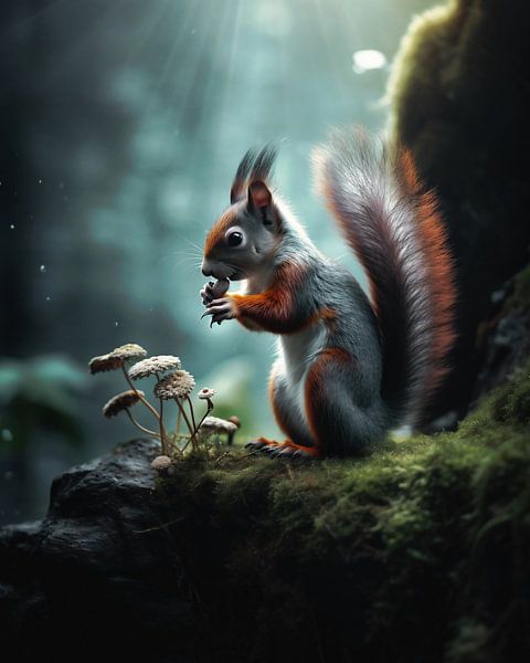 Eekhoorns in het bos van fernlichtsicht