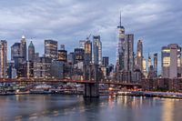 Lower Manhattan with One World Trade Center & Brooklyn Bridge.