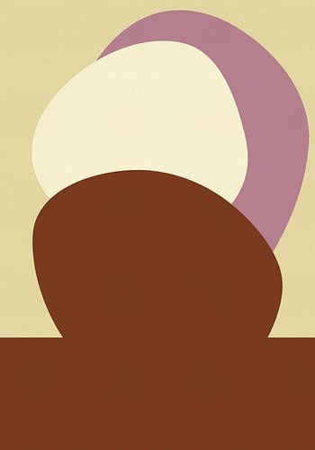 Abstracte vormen in terra, botergeel en lila