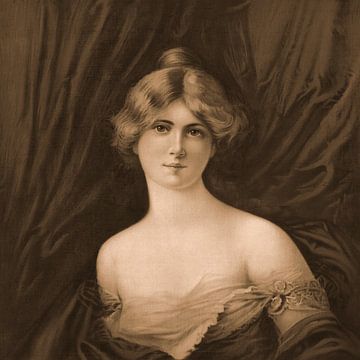 Portrait vintage d'une jeune femme en brun rétro doux sur Dina Dankers