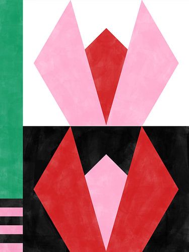 Oeuvre d'art géométrique avec triangles et rectangles