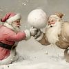 Father Christmas snowball fight by Heike Hultsch