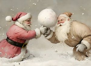 Weihnachtsmänner Schneeballschlacht