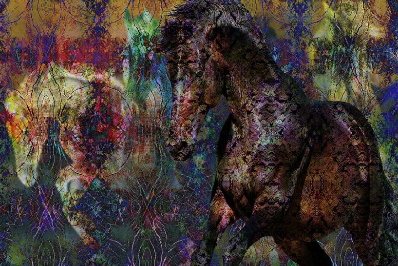 Digital collage with wild Horses by Ton Kuijpers