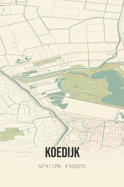Alte Landkarte von Koedijk (Nordholland) von Ortsdrucke