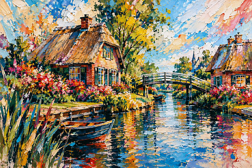 Gemälde „Giethoorn, Overijssel – Das schönste Wasserdorf der Niederlande“