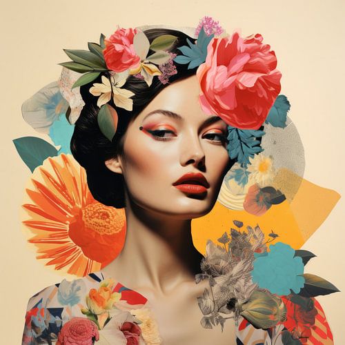 Bunte, moderne Collage mit einem Hauch von Vintage