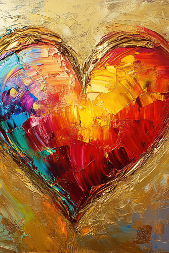 Vibrant heart in modern abstract art