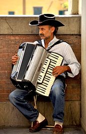 Tuscany Florence Accordionist by Frans van Huizen