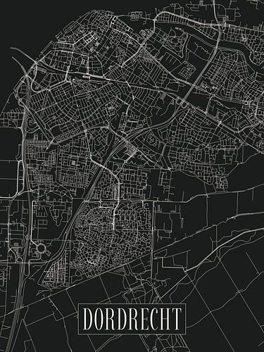 Stadskaart Dordrecht - Stad - Donkere variant - Plattegrond