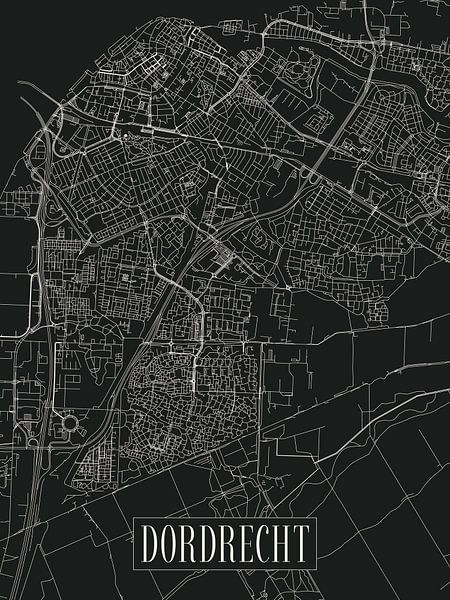 City map Dordrecht - City - Dark variant - Map by Locus Studio
