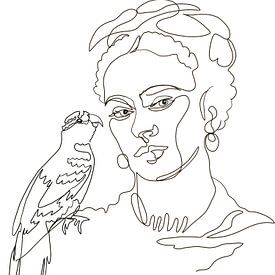 Frida with parrot by christine b-b müller