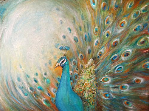 "peacock" oilpainting