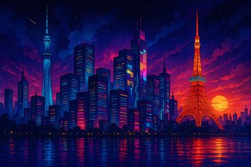 Neon City – Tokyo bij Nacht van Artsy Inventor