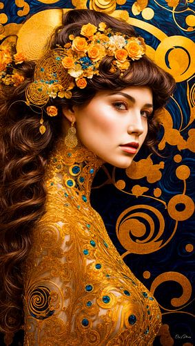 Aurea Divina: Roses of the Secession - Romantic gold portrait