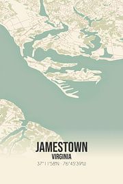 Alte Karte von Jamestown (Virginia), USA. von Ortsdrucke