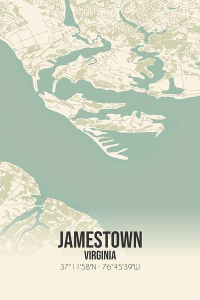Carte ancienne de Jamestown (Virginie), USA. par Affiches de lieux