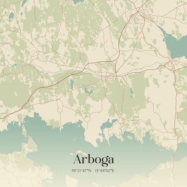 Vintage map of Arboga, Sweden. by Prints of Place