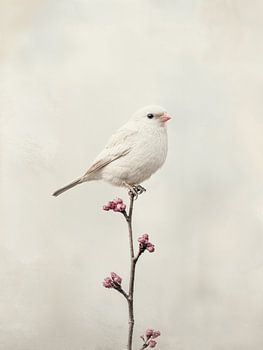Weißer Vogel auf einem Zweig