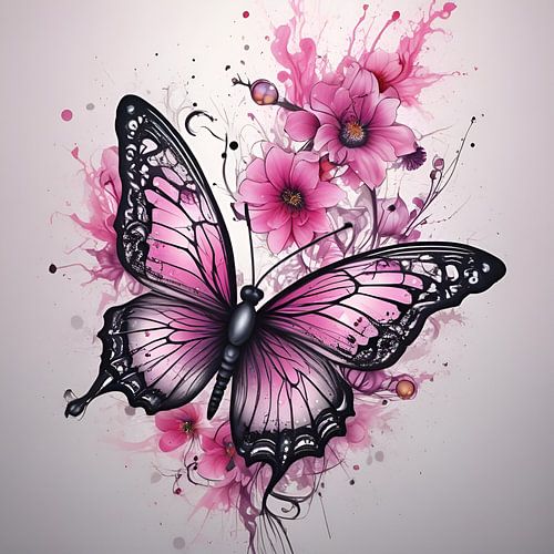 The elegance of nature: a butterfly in bright shades of pink
