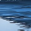 Water kabbelt over rotsen IV blauw van Harmanna Digital Art