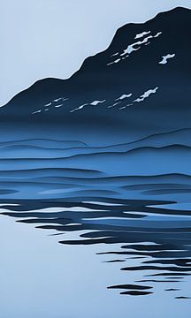 Water kabbelt over rotsen IV blauw