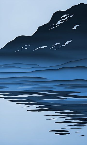Water kabbelt over rotsen IV blauw van Harmanna Digital Art