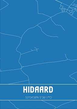Blauwdruk | Landkaart | Hidaard (Fryslan) van Rezona
