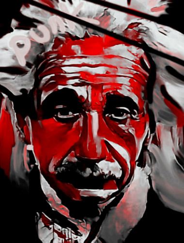 Albert Einstein PUNK Red Colourful 
