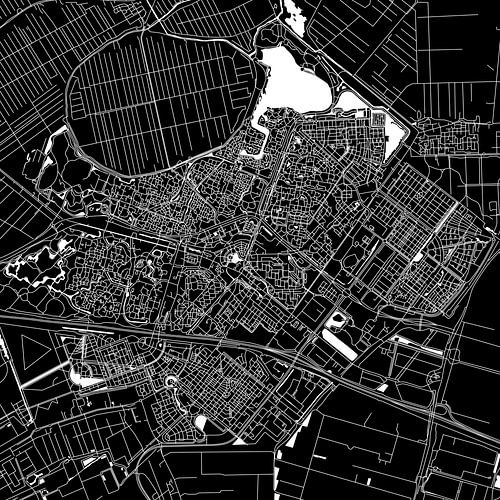 Zoetermeer Stadtplan | Schwarz | Quadratisch oder als Wandkreis
